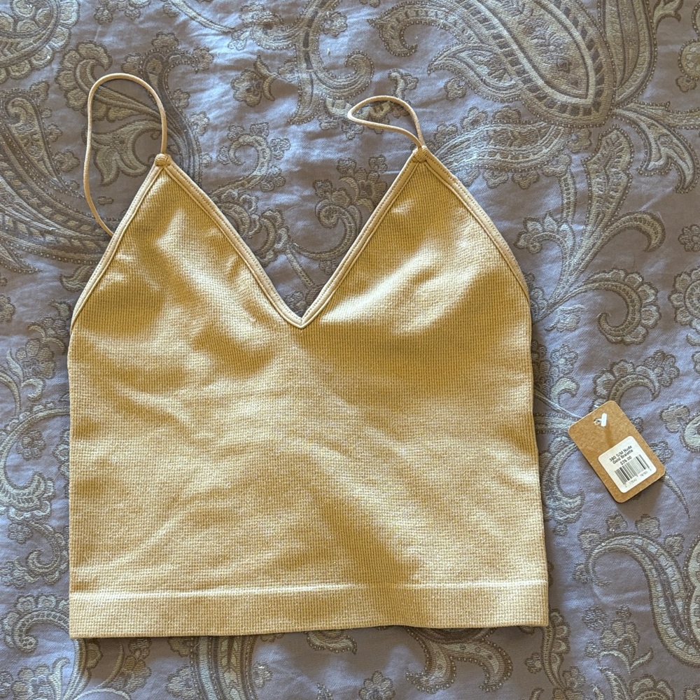 Elegant Gold Women's Top Crop Lounge Top Size Small/Medium - NEW WITH TAGS